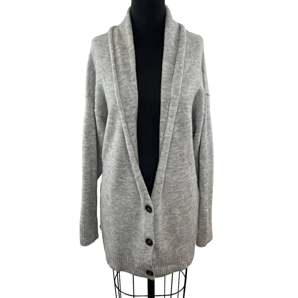 FREE PEOPLE Eucalyptus Cardigan Light Gray Heather Shawl Collar Midi Sweater XS